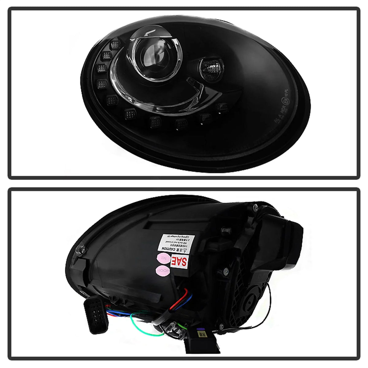 Spyder Volkswagen Beetle 06-10 Projector Headlights - DRL LED - Ebony