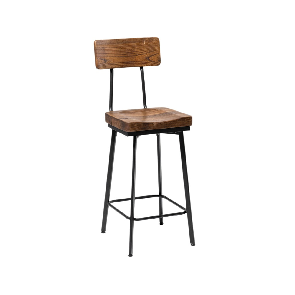 Silla de Bar Moderna de Madera y Metal, Diseño Industrial