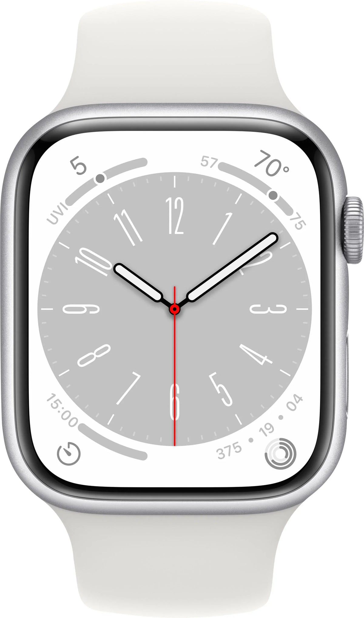 Restored Watch Gen 8 Series 8 45mm Silver Aluminum - White Sport Band MP6P3LL/A (Refurbished)