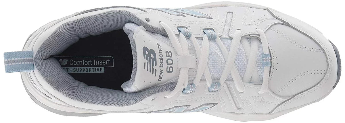 New Balance Gentlemen 608v5 Casual Comfort Cross, White/Light Blue, Size 10.5 oS05