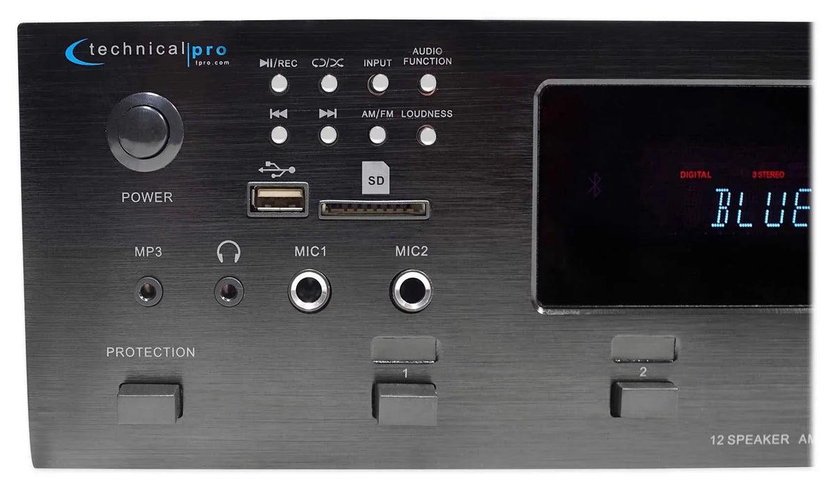 6000w 6) Zone, Home Theater Bluetooth Receiver+(12) Dark 6.5" Ceiling Speakers